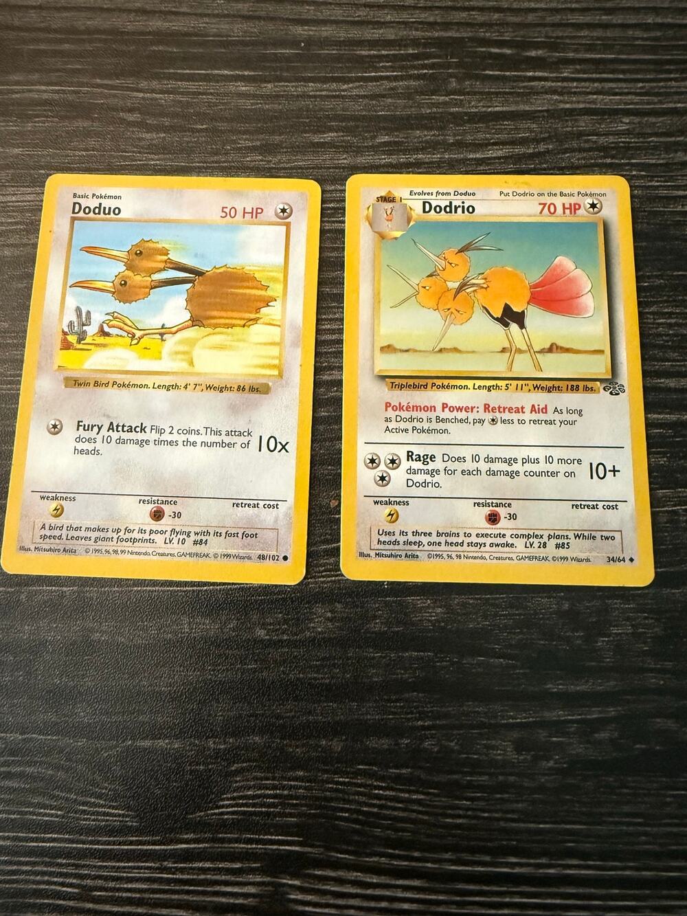 Vintage 1999 WOTC Pokémon Cards Lot - Base Set Doduo & Jungle Dodrio
